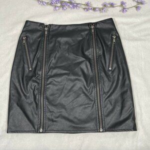 NWD $128 LF x Rumor Boutique Zip Up Faux Leather Mini Skirt Black [ Small ] 3921